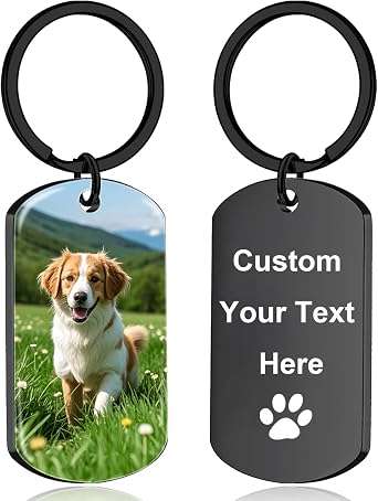 Custom Pet Photo Keychain - Memorial Gifts for Loss of Dog - Personalized Tag With Picture