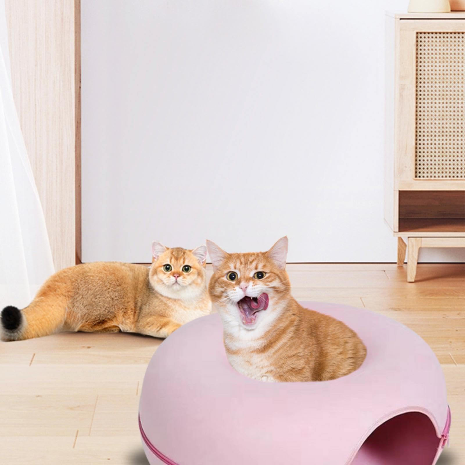 Tunnel Donut Pour Chat En Feutre – Nid Douillet 60x60x28 Cm Avec Housse Lavable