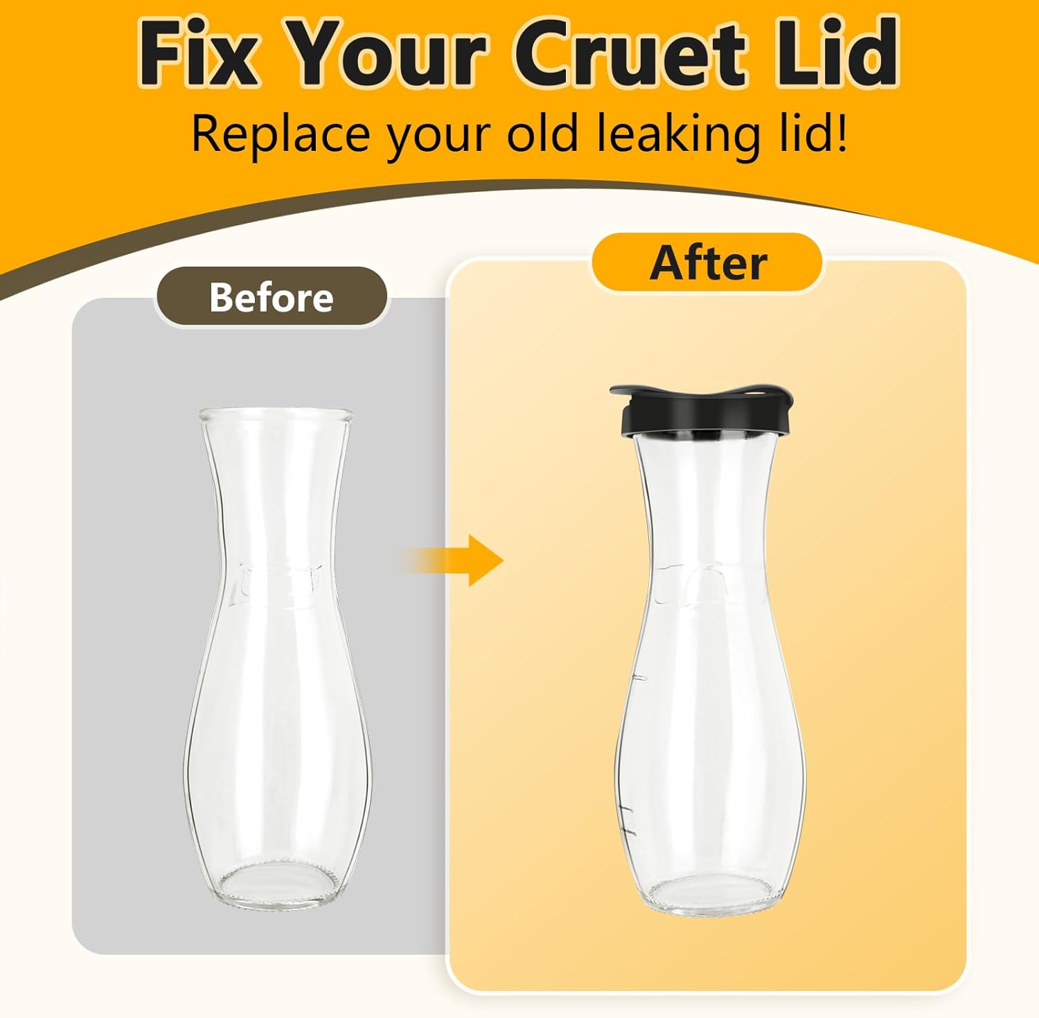 Replacement Lid For Good Seasons Salad Dressing Cruet Glass，Leak-Proof Seal, BPA-Free & Food Safe, Dishwasher Safe ，1-Pack