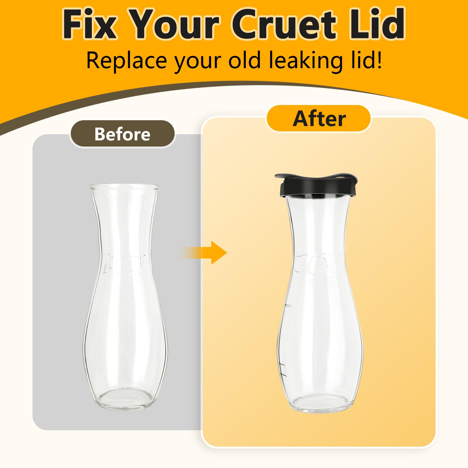 Replacement Lid For Good Seasons Salad Dressing Cruet Glass?Leak-Proof Seal, BPA-Free & Food Safe, Dishwasher Safe ?1-Pack