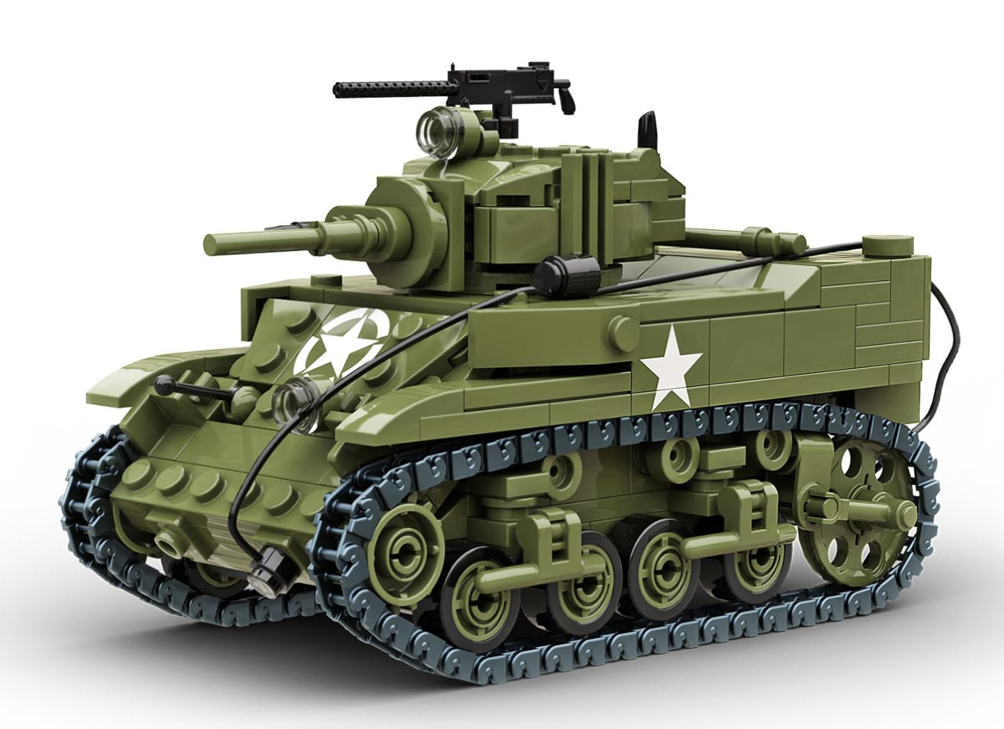WW2 USA M5A1 Stuart Lekki czołg model z klocków z cegieł 460szt