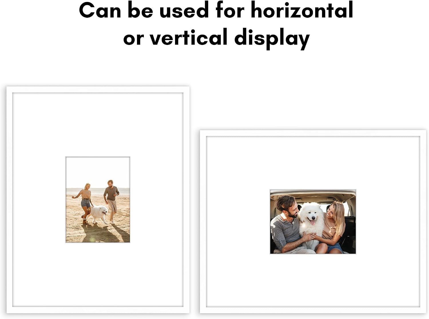Americanflat 16x20 Picture Frame with Polished Plexiglass - Use as 6x8 Frame with Mat or Display 16x20 Photo Without Mat - Streamline Collection - Thin Border Picture Frames for Wall - White