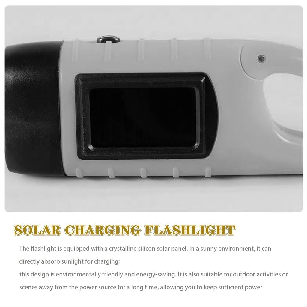 Linterna De Manivela Resistente Linterna De Exterior con Manivela, Linterna De Rescate De Emergencia con Silbato, Linterna Dinamo Portátil con Carga Solar, Carcasa ABS(Black Color,12.4cm*4)