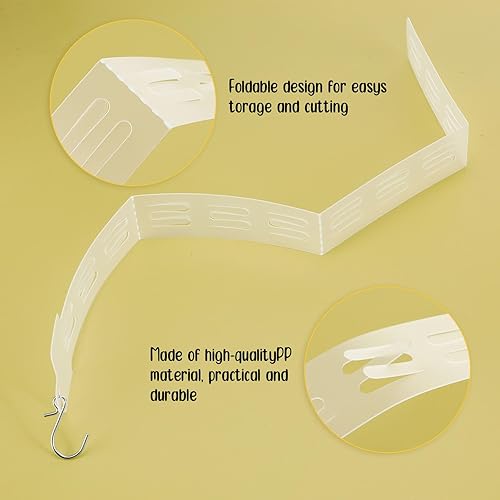Miniatura 5 de Tigeen 100 tiras de mercancía colgantes de 12 estaciones con ganchos en S de 21.3 pulgadas, tiras de plástico para mercancías con cabecera