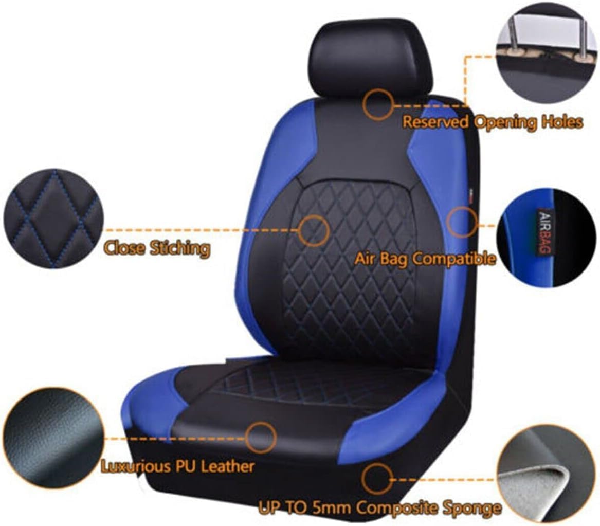 Coprisedile Coprisedili Auto in Pelle Auto, per Fiat Grande Punto 2006-2012 5 Posti Fodere Anteriori E Posteriori Copri Sedili Impermeabili Antisudore Protezioni Accessori,A