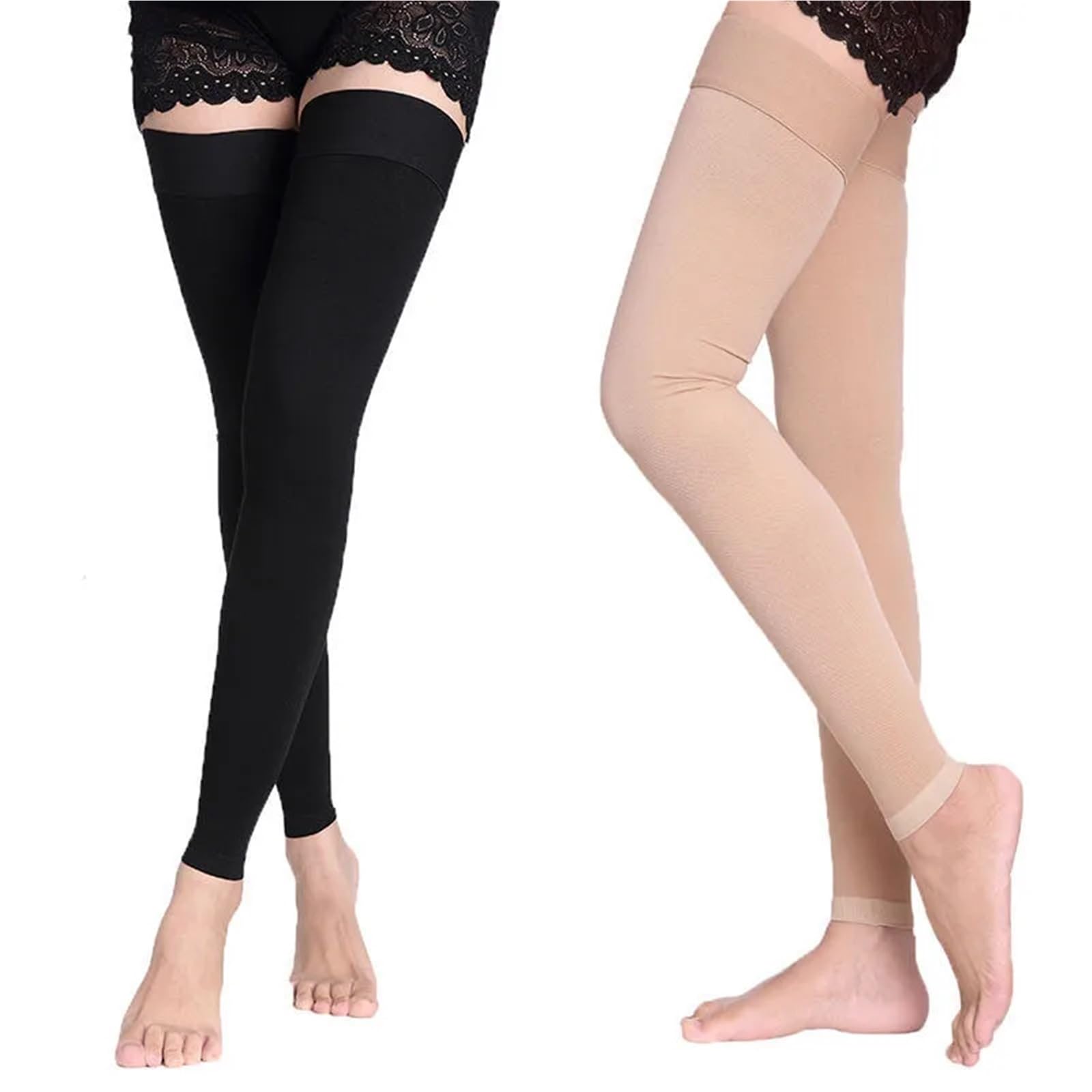 Calze Antitrombo 2 Calze a Compressione S-2XL 20-30 mmHg Elastiche for Allattamento a Graduata(Close Toe-Black,XL)