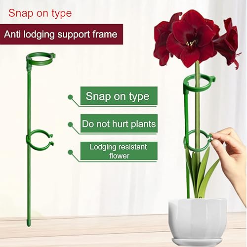 Miniatura 8 de BFYDOAA Paquete de 12 estacas de soporte de tallo único de 118 pulgadas de alto estacas de flores con clip de anillo ajustable para tomate peonía