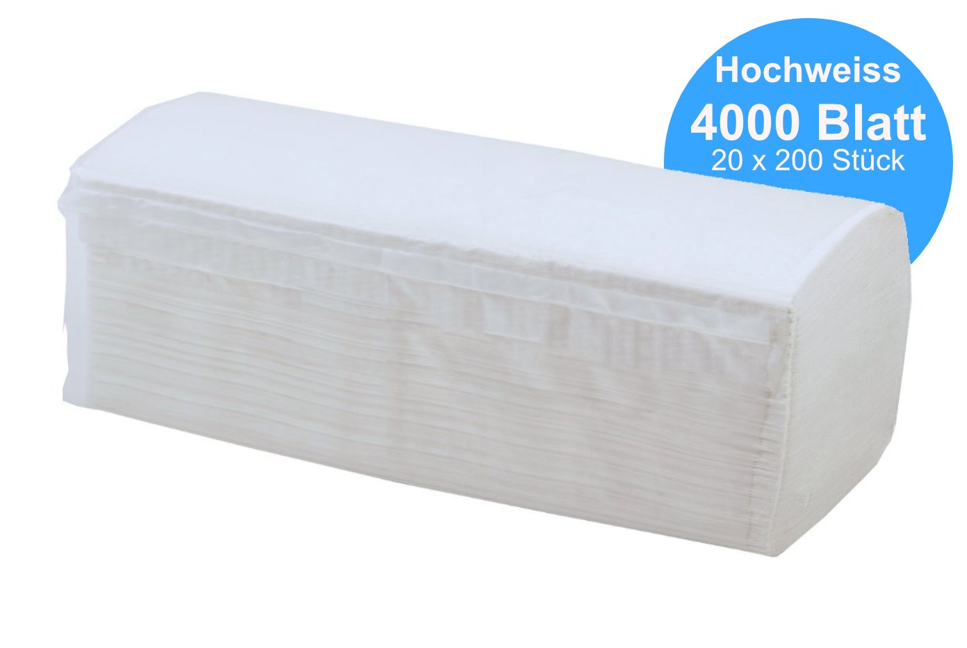 4.000 Blatt Papierhandtücher Premium Falthandtuch weiß Hochweiß 2-lagig 25 x 23 cm ZZ-Falz