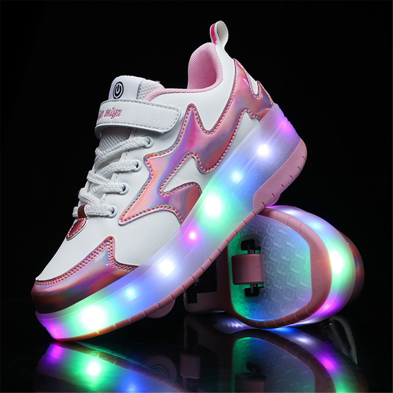 Zapatos con Ruedas Zapatillas con Dos Ruedas para niños y niña Led Luces Zapatillas con Ruedas Se Puede Bambas con Ruedas Carga con USB Automática Calzado de Skateboarding