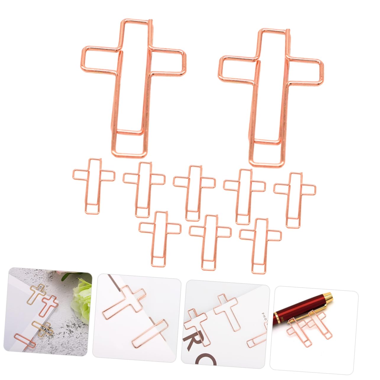 10 pezzi Graffette Metalliche Forma Clip per Documenti Creative Resistenti Adatte per Ufficio e Studio Colorazione Oro Rosa Facili da Usare e Non Danneggiano La Carta