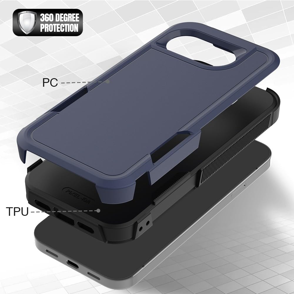 Generic Funda compatible con Google Pixel 9/9 Pro (color: rojo) de doble capa rígida de silicona dura