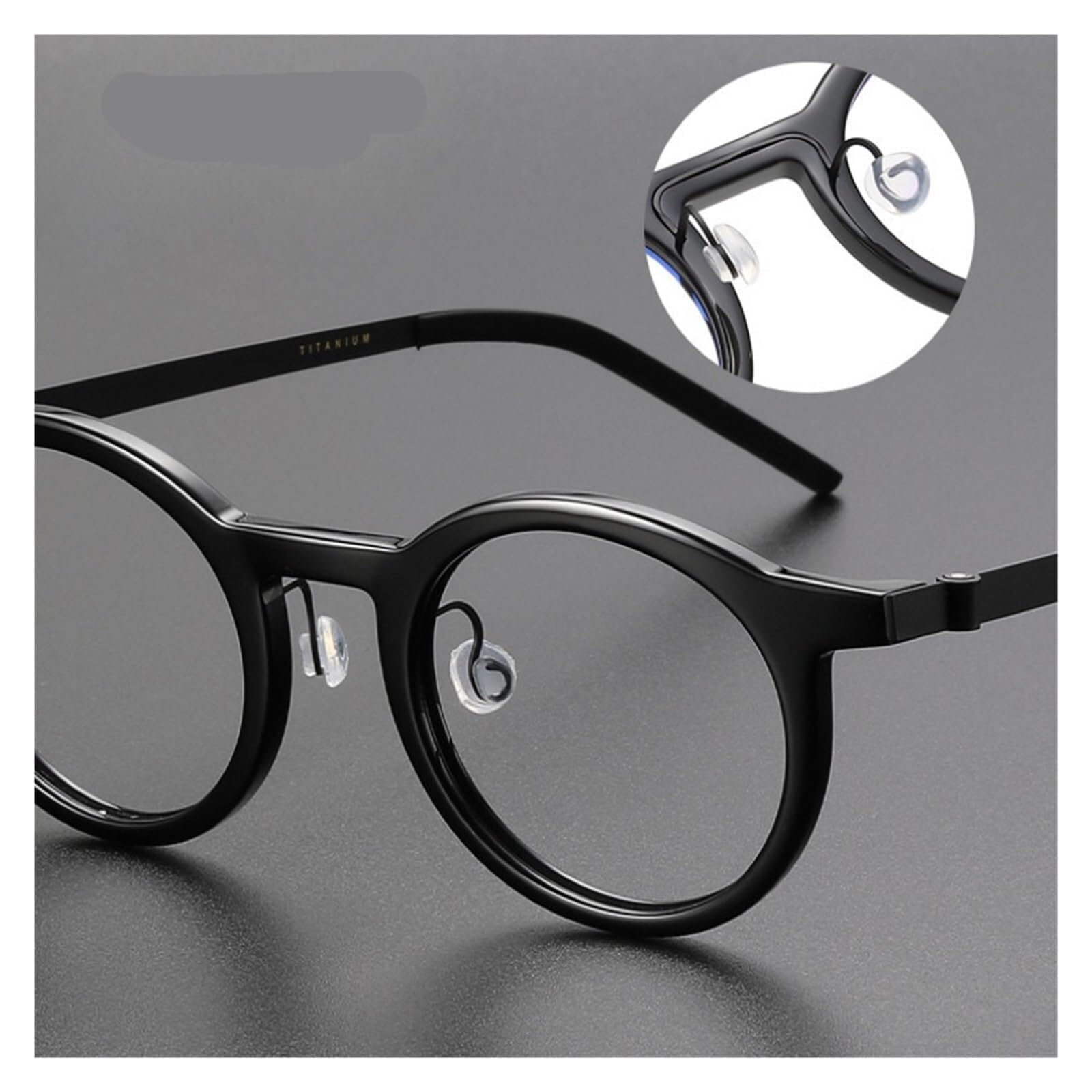 Ovale Brillengestelle, schraubenlose Brillen for den Computer, Acetat-Brillen, Unisex, Nicht verschreibungspflichtige Brillen, Titan-Lesebrillen(Grey)