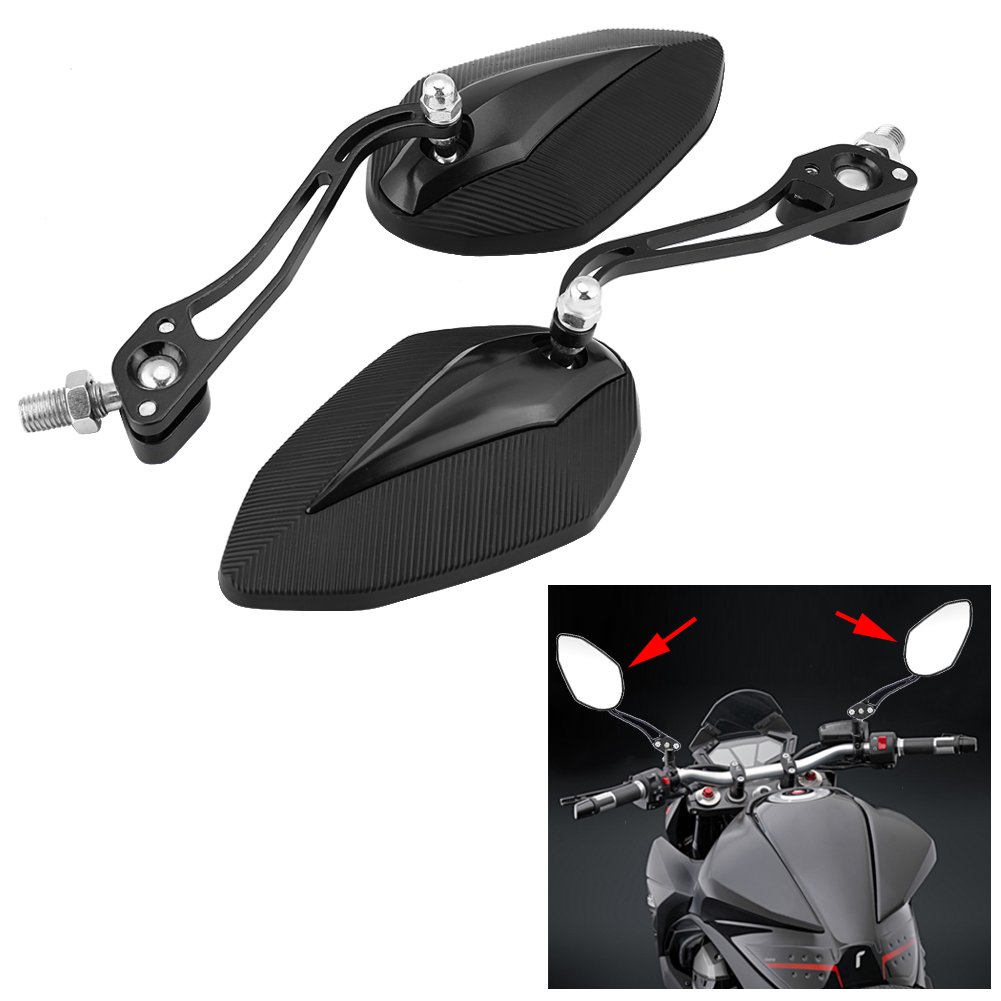 Roller Spiegel---Rückspiegel Für Motorräder, 8Mm 10Mm Universal Aluminiumlegierung + Hartplastik Motorrad Roller Motorrad Rückspiegel Rückspiegel (Links & Rechts)(Schwarz)