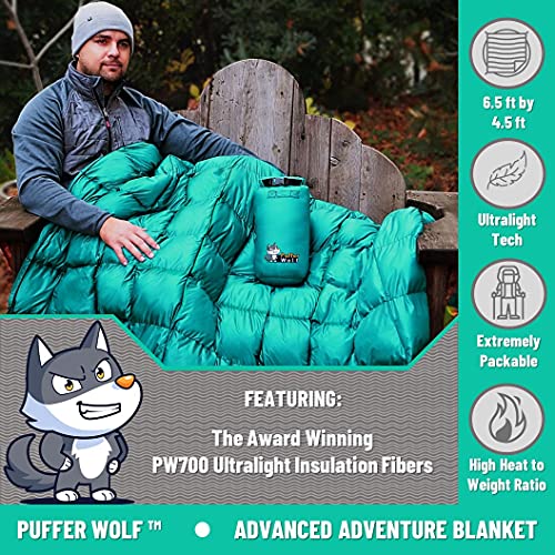 PUFFER WOLF | Extra Large Double Insulated Outdoor Camping Blanket | 2X Puffy, Warm, Packable, Weatherproof, Durable, and Lightweight | Top Quilt for Hiking, Backpacking, Stadium Events, Picnic Use - Image 2
