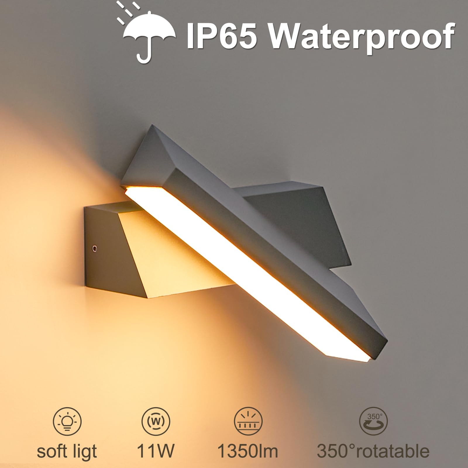 Lampada da Parete LED per Esterni, 11W, Moderata, Antracite, IP65, per Balcone, Terrazza, Garage