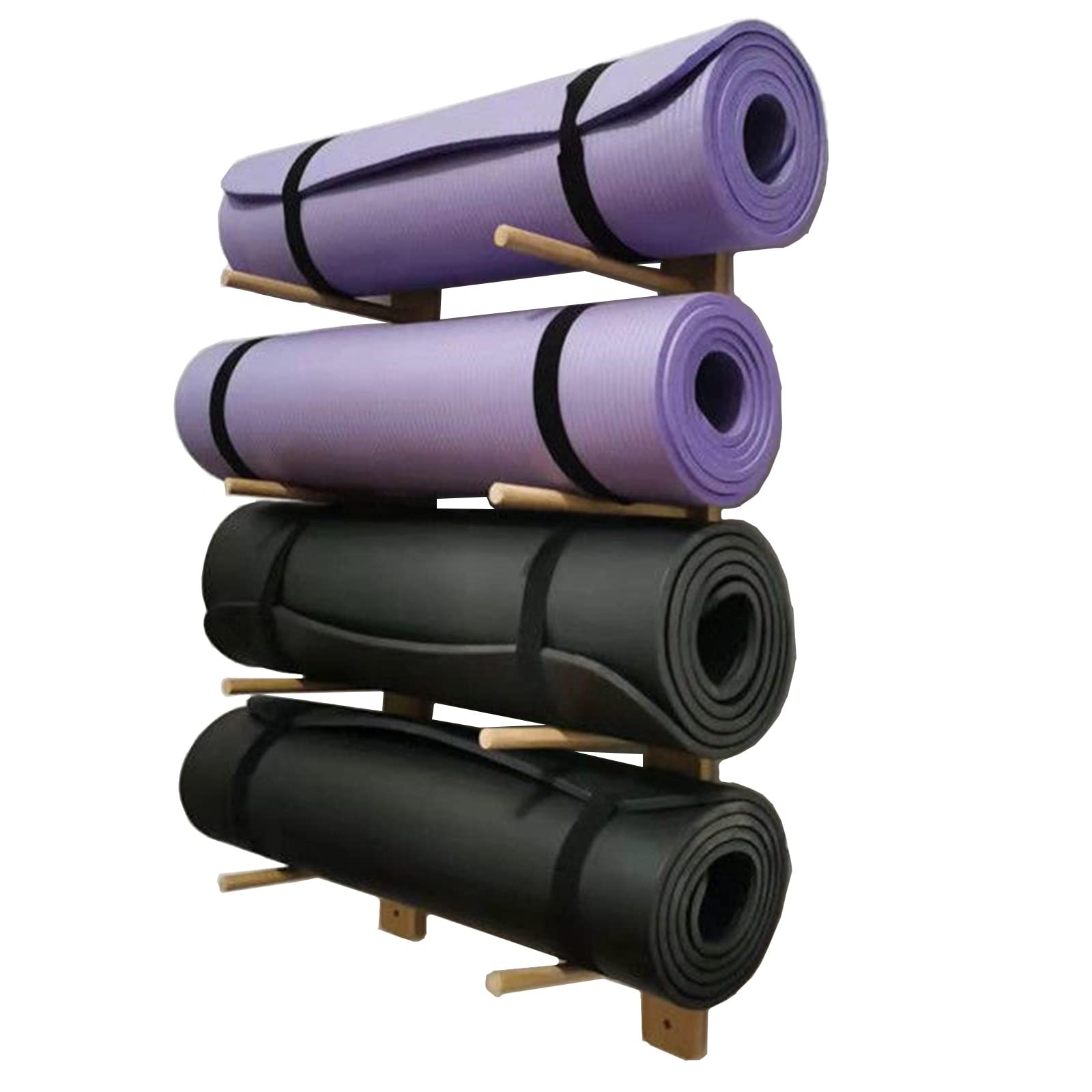 Support de tapis de yoga mural en bois pour un coin zen à la maison