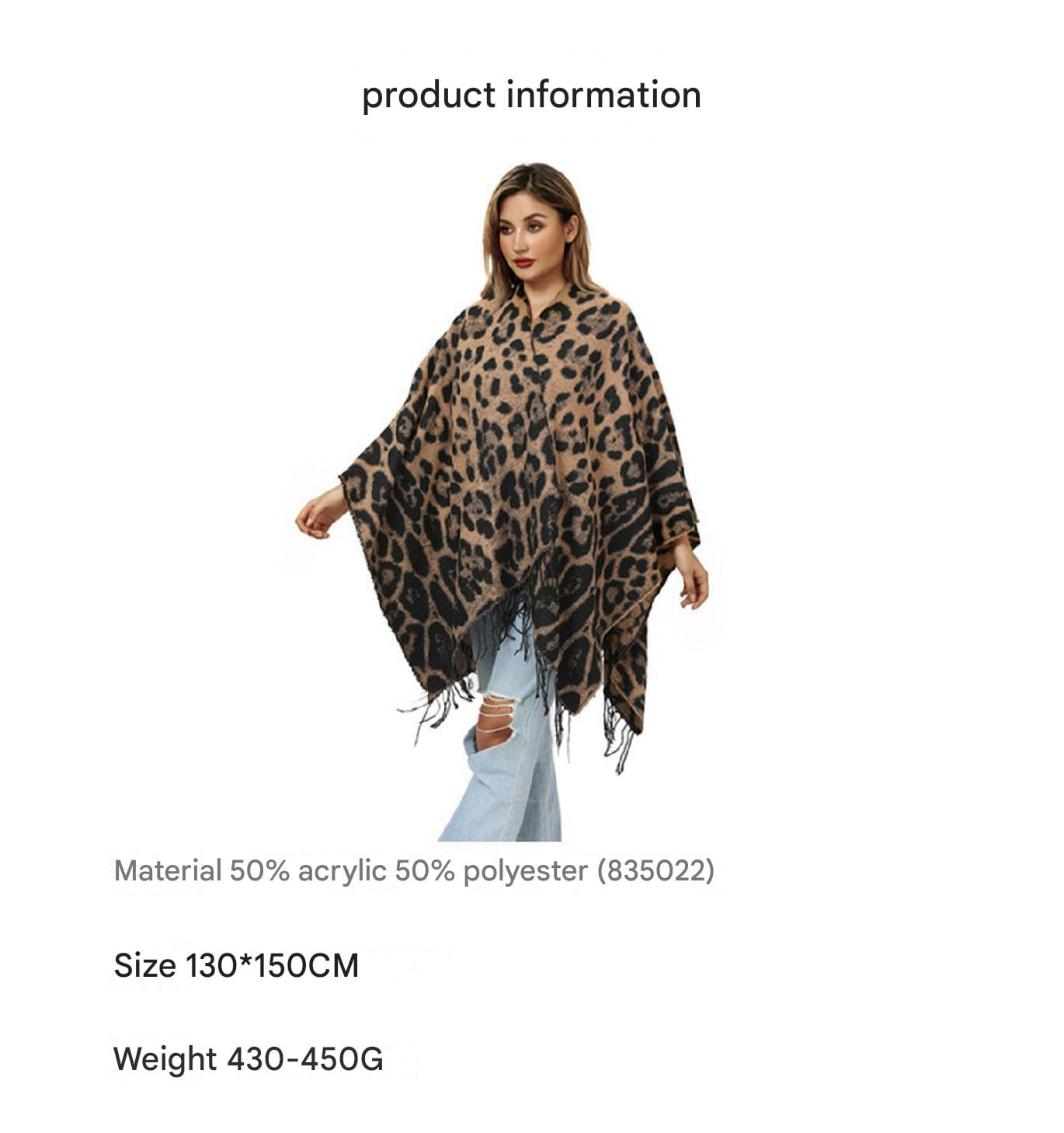Sciarpa Donna Sciarpa Scialle Lavorata A Maglia con Stampa Leopardata retrò Autunno E Inverno Calda Sciarpa da Mantello Fantasia-Nero E Grigio-130 * 150 Cm