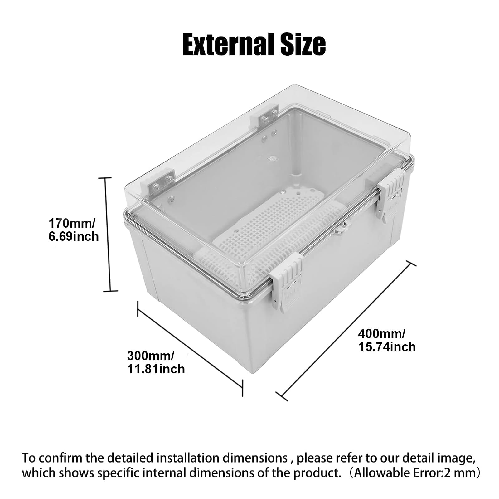 Boite de Derivation avec Couvercle à Charnière en Acier Inoxydable,Boîtier électrique étanche IP65 Boîtier en Plastique ABS,40x30x17MM,Comprend une Plaque de Montage et un Support Mural
