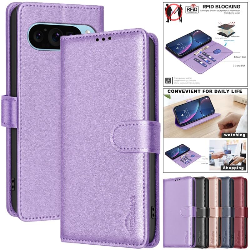 Étui portefeuille Google Pixel 8A cuir souple à rabat housse protection Or - 2