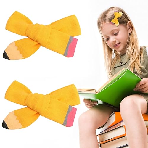 Pinzas para el pelo de regreso a clases, pinzas para el pelo con lazo amarillo, accesorio para el pelo para niñas y niños pequeños, jardín de