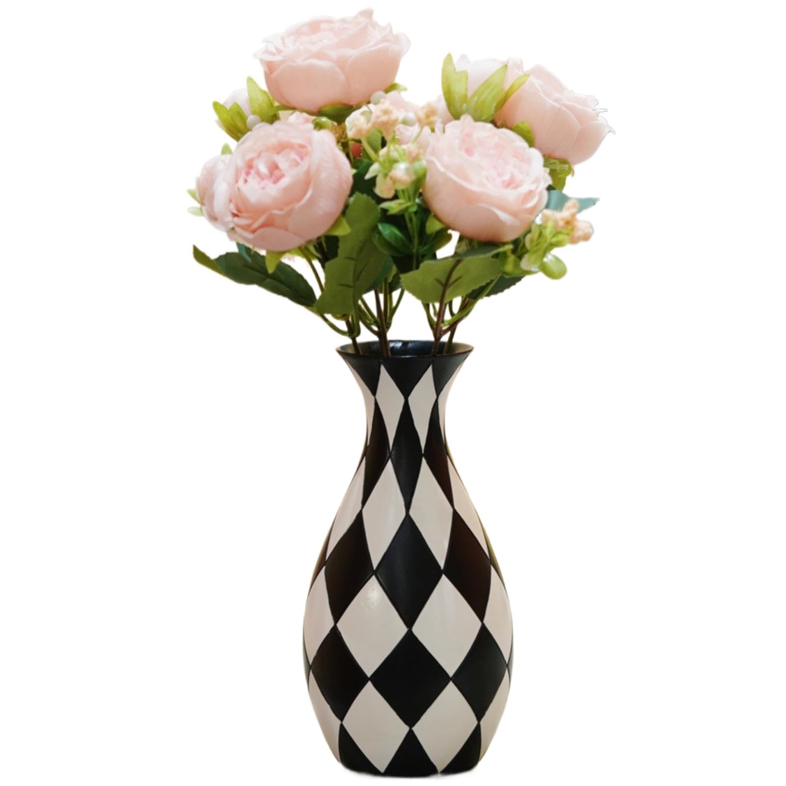 Jarrón a cuadros para flores, moderno jarrón a cuadros y negro para decoración del hogar, decoración estética para sala de estar, dormitorio, cocina