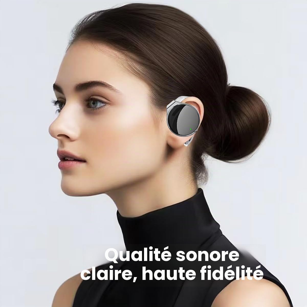 Casque Supra-Auriculaire avec Microphone - 52 h - Casque à Clips d'oreille Bluetooth5.4 - Écouteurs Sportifs sans Fil - Connectez 2 Appareils en Même Temps