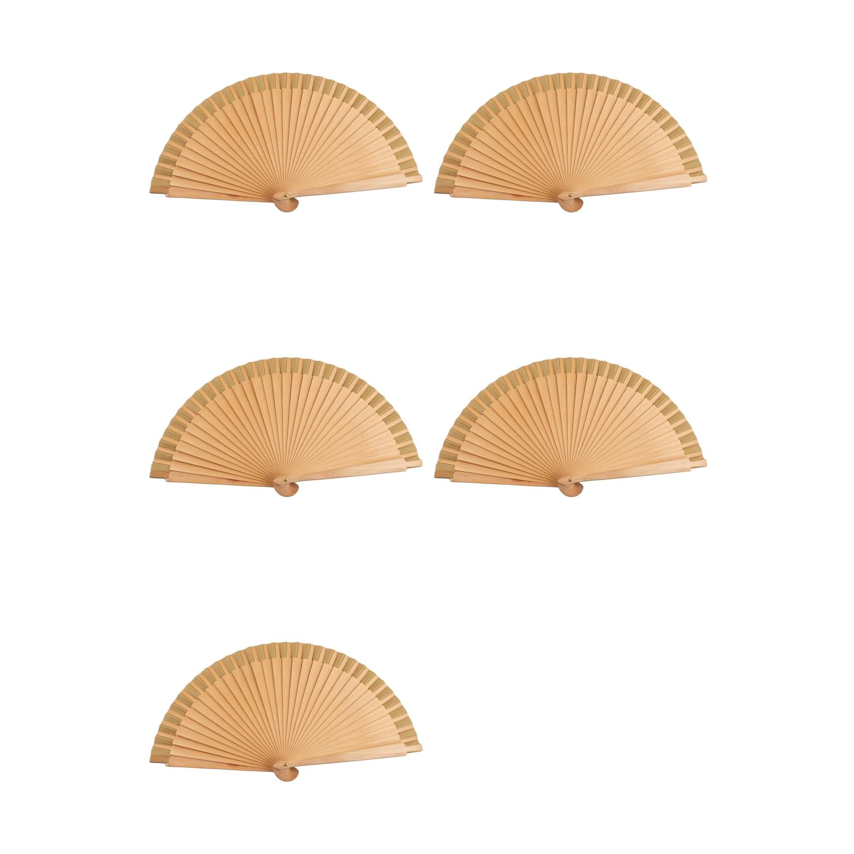 Abanico de mano de madera plegable para aliviar el calor y decorar salones, 5 piezas