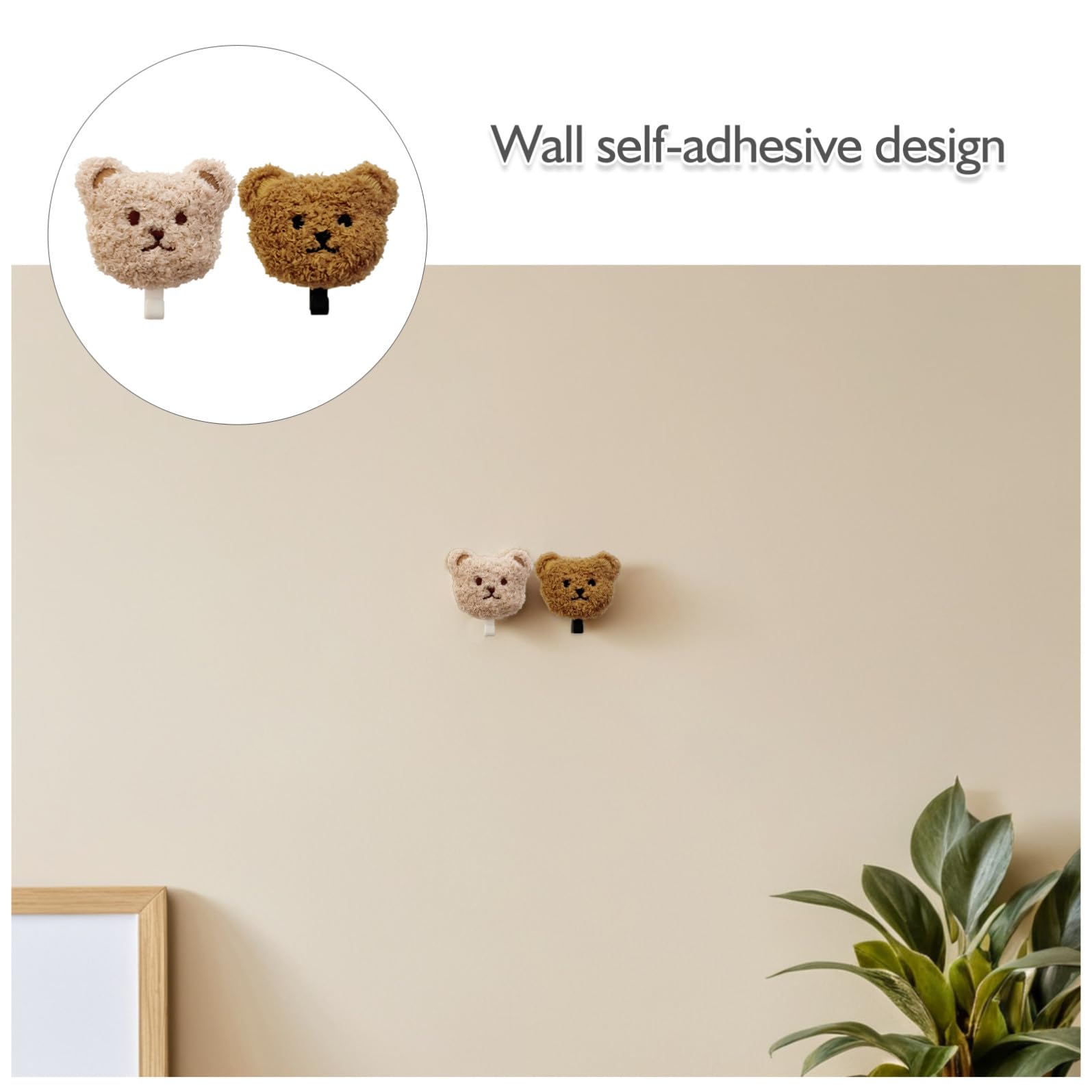Veemoon Ganci Adesivi da Parete Orso in Peluche 2 Pezzi per Bagno e Cucina, Superficie Liscia Design Autoadesivo, Appendi Chiavi e Ombrelli