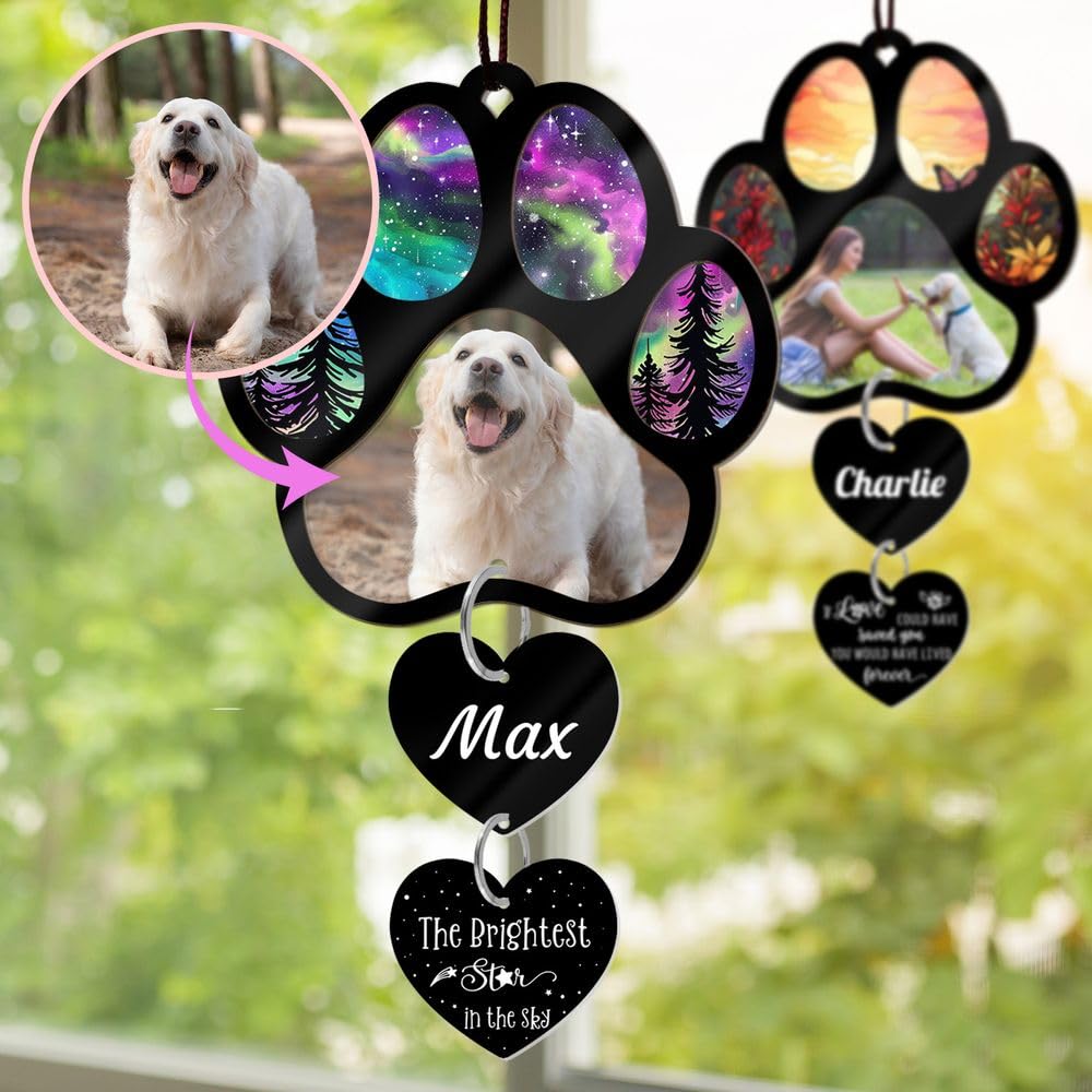 Custom Photo Dog Memorial Suncatcher Customized Sun Catcher Gift for Someone Who Lost A Dog Cat Gifts Sun Catcher Passing Away Bereavement Present, Loss of Dog Cat Sympathy Gift