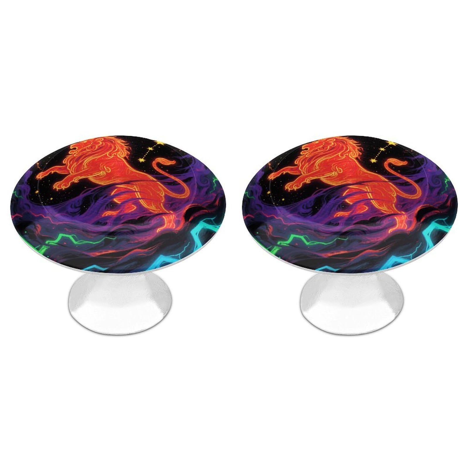 Maccbn Style-3 2 Pack 1.1"Round Blacklight Constellation Drawer Knob Stainless Steel Kitchen Cabinet Knob Pulls With Screws Hardware Decorative Handles Knobs For Dresser Cupboard Closet Door Wardrobe Easy Install