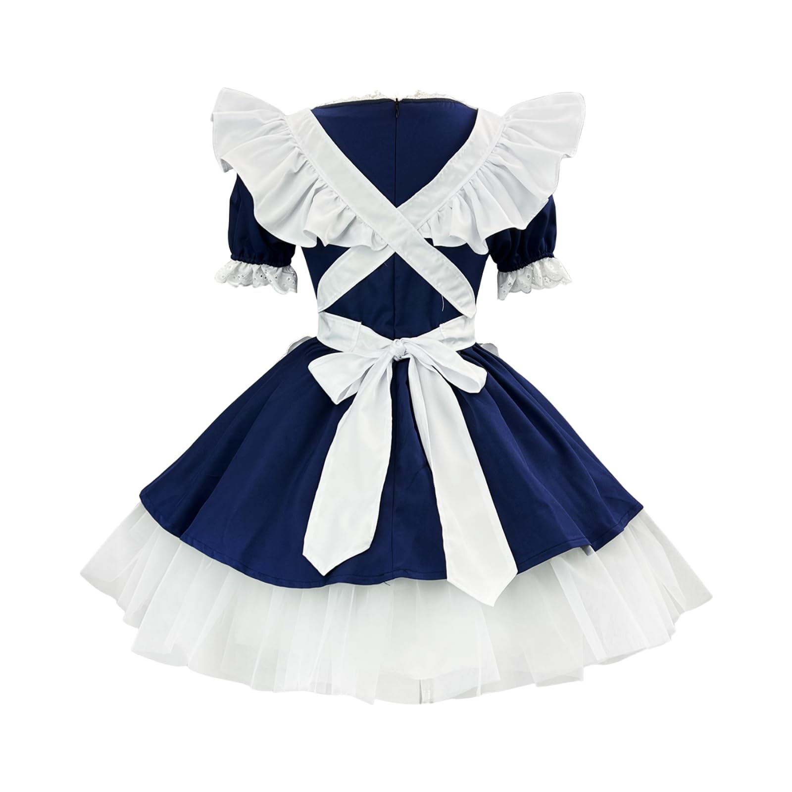 maxToonrain Maid Costume Women French Dress Lolita Valentines Day Gifts Maid Outfit Set for Womens Girls(4PCS)(Navy Blue,S) - Image 4