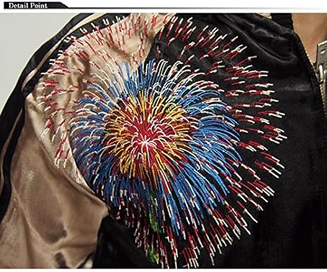 ハナタビガクダン 花旅楽団 両面刺繍 スクリプト スカジャン M 花火 舞妓 花旅楽団/ハナタビガクダン 桜と舞妓 刺繍 和柄スカジャン （SSJ