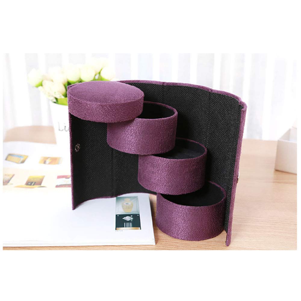 Joyero para mujer con compartimentos de 3 niveles, mini joyero enrollable de viaje, estuche R, soporte para accesorios Stor (púrpura) vision