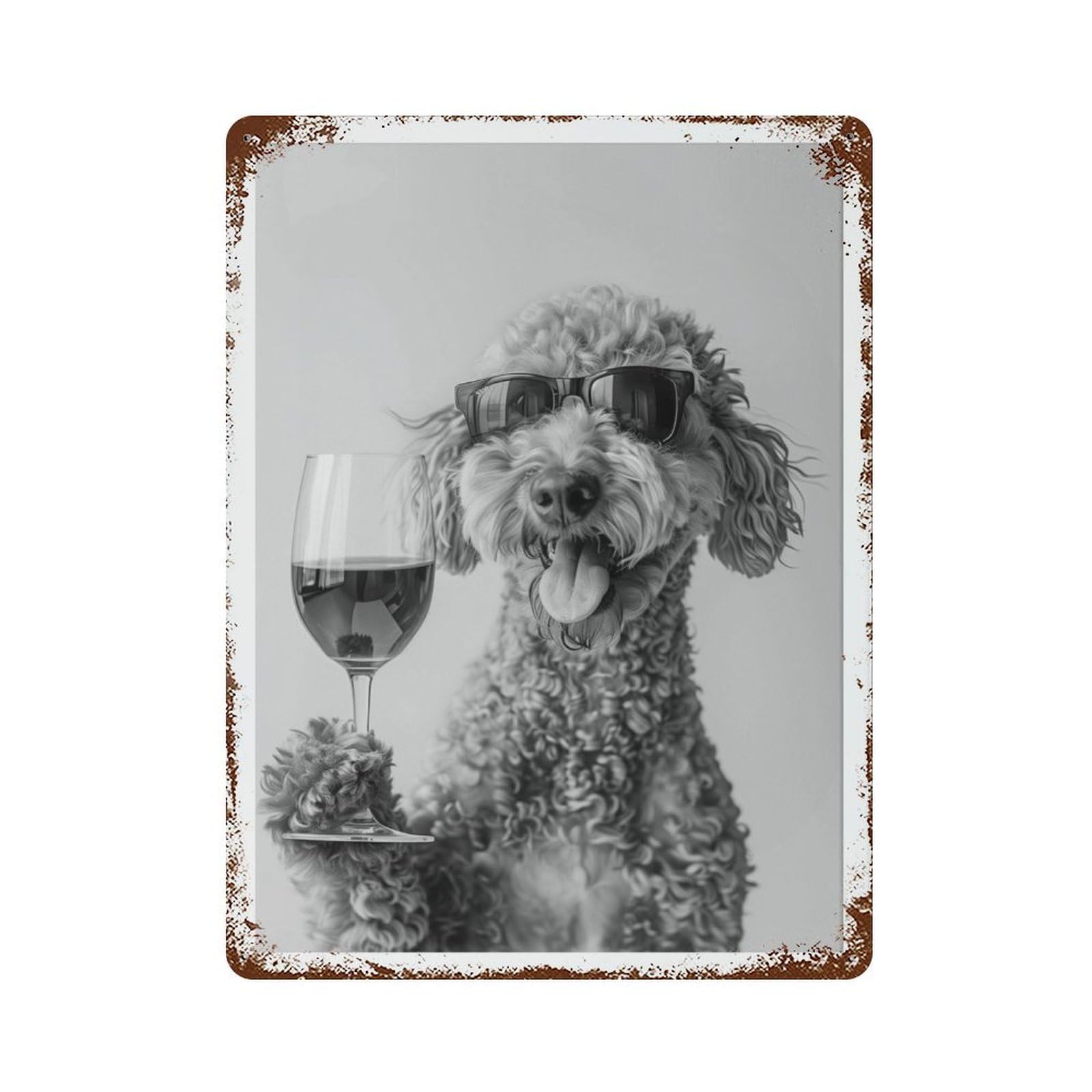 xiaoxiaoshen Labradoodle Drinking Wine Bar C Funny Dog Wall Decor Art Metal Tin Poster Modern Home Decor Art Home Bar Shop Decorations Vintage Sign 40x30cm