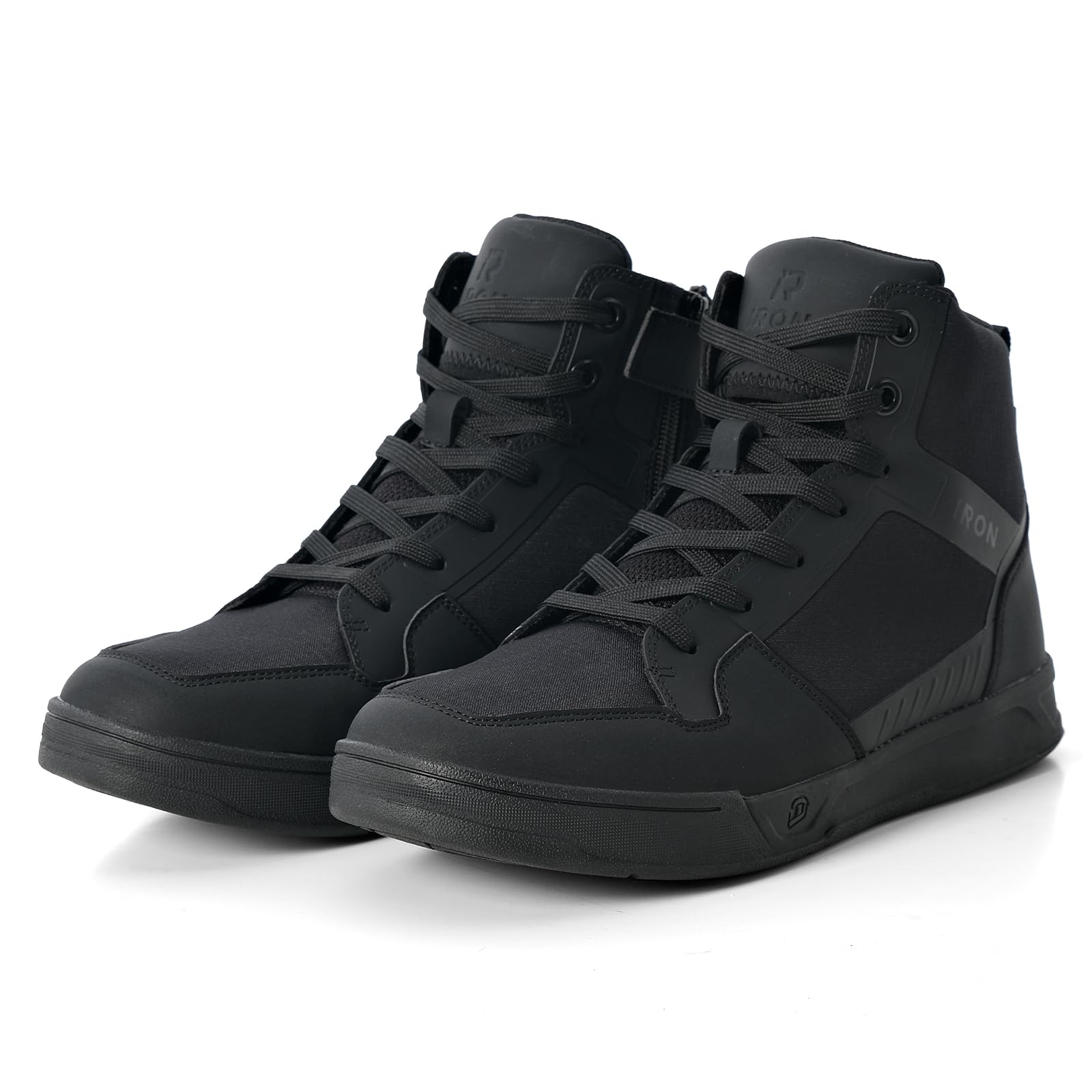 IRON JIA'S Scarpe Moto Uomo Stivali Moto Adatti a Tutte Le Stagioni, Impermeabili Antiscivolo Traspiranti alla Moda e Comodi Nero