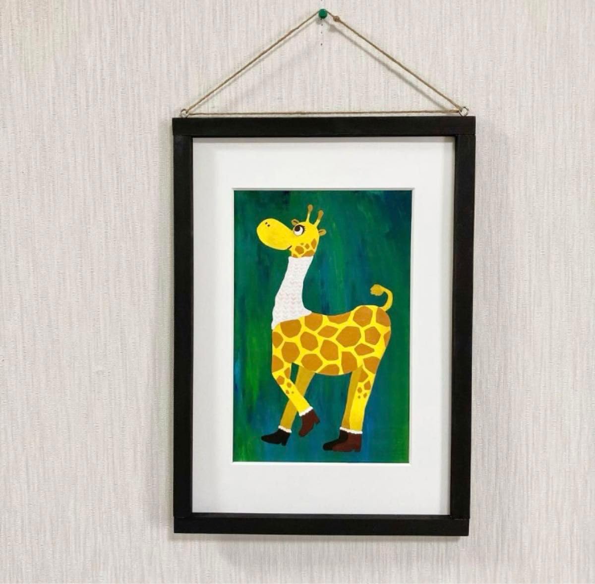 アクリル 画　キリン　動物　絵画 キリン ＃アート ＃絵画 ＃原画 ＃アクリル画 20cm角 絵画