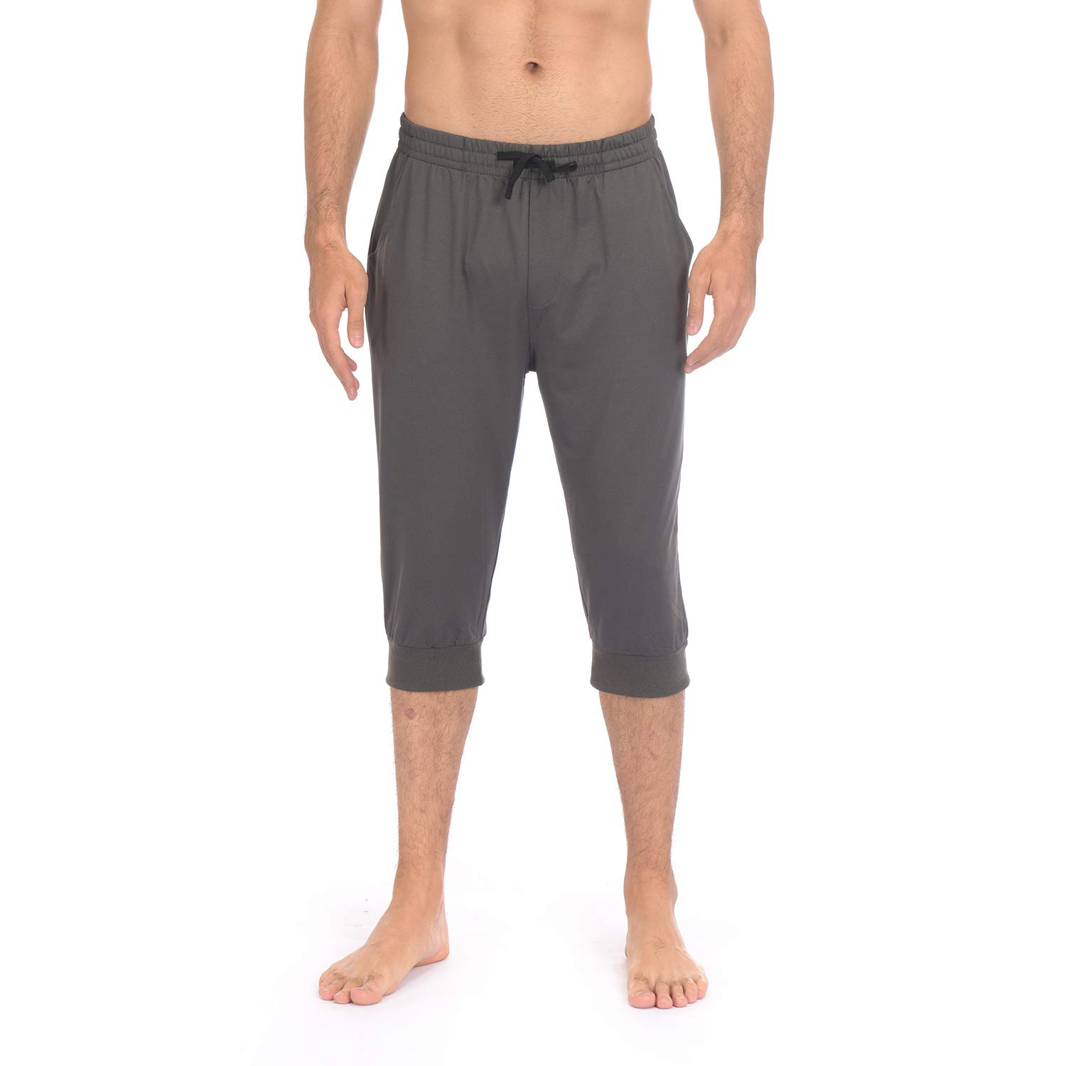 TAIBID Men's 3/4 Workout Joggers Capri Pants Running Training Side Pockets