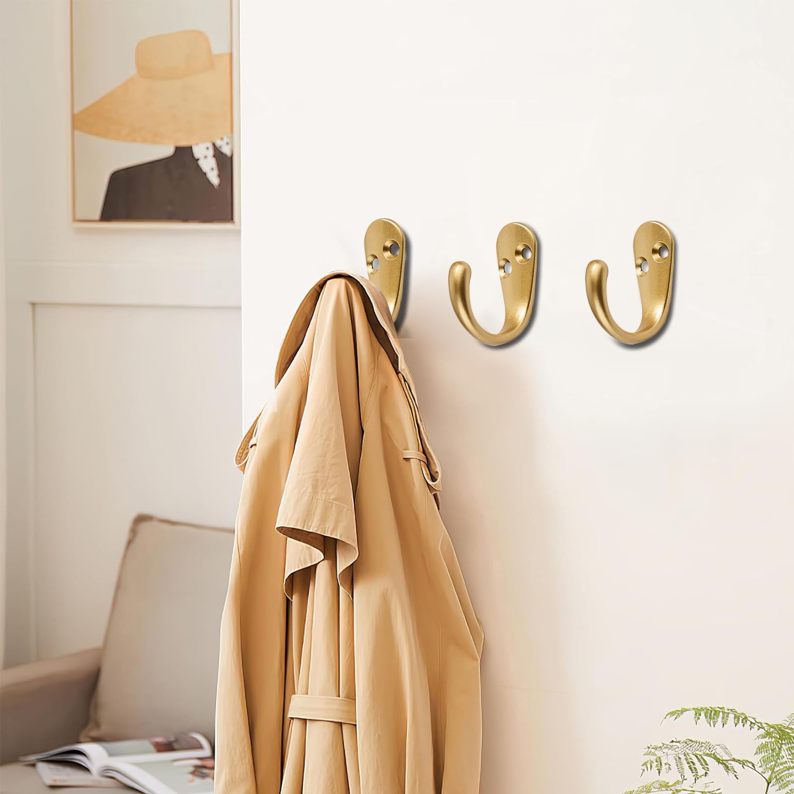 KHTUMEWARE-HK337 Brushed Gold Coat/Robe Hooks 2-Pack in Brushed Gold — KHTUMEWARE