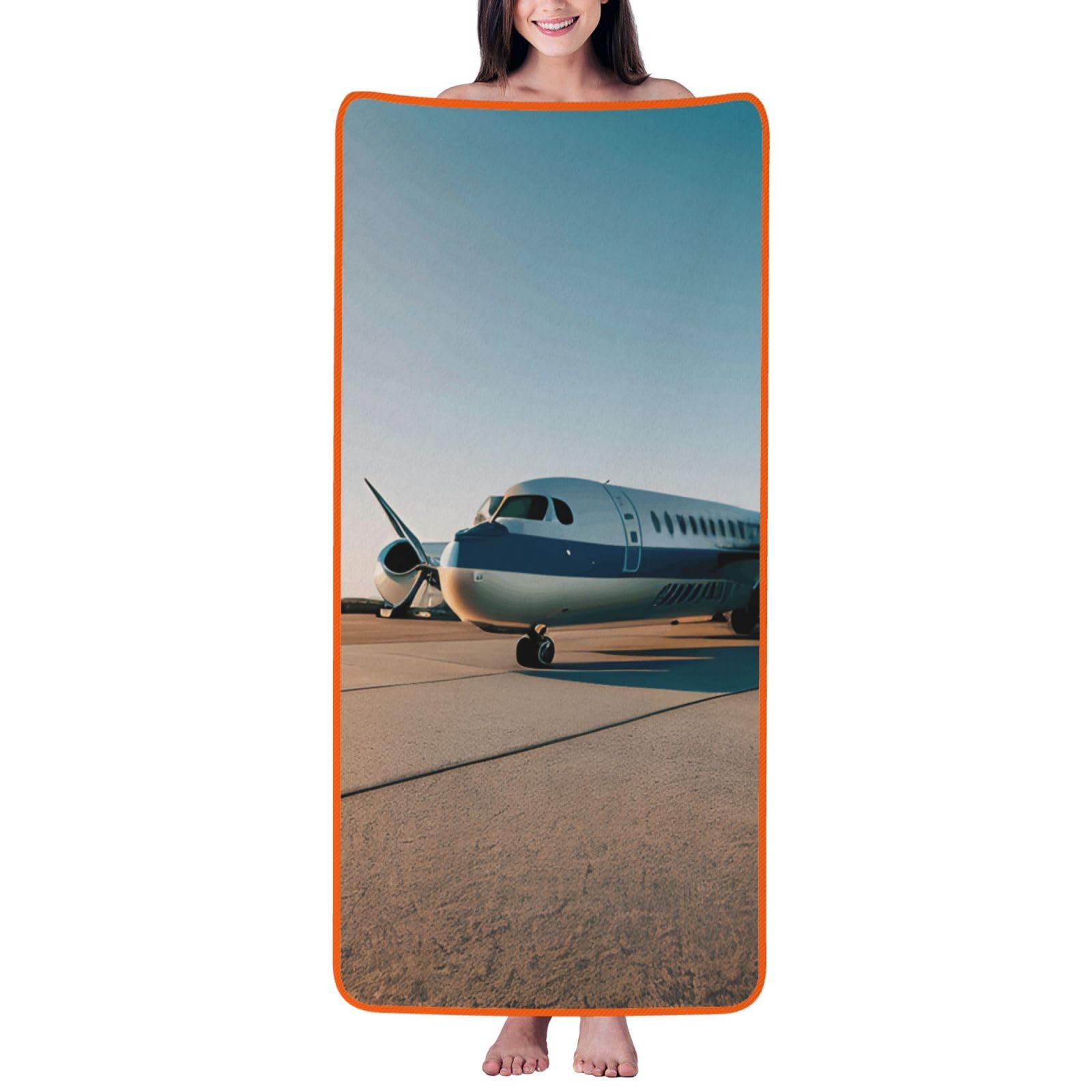 KPXXAQT Airplane Print Coral Velvet Bath Towel Soft Absorbent Towels Home Vacation Or Summer Gifting