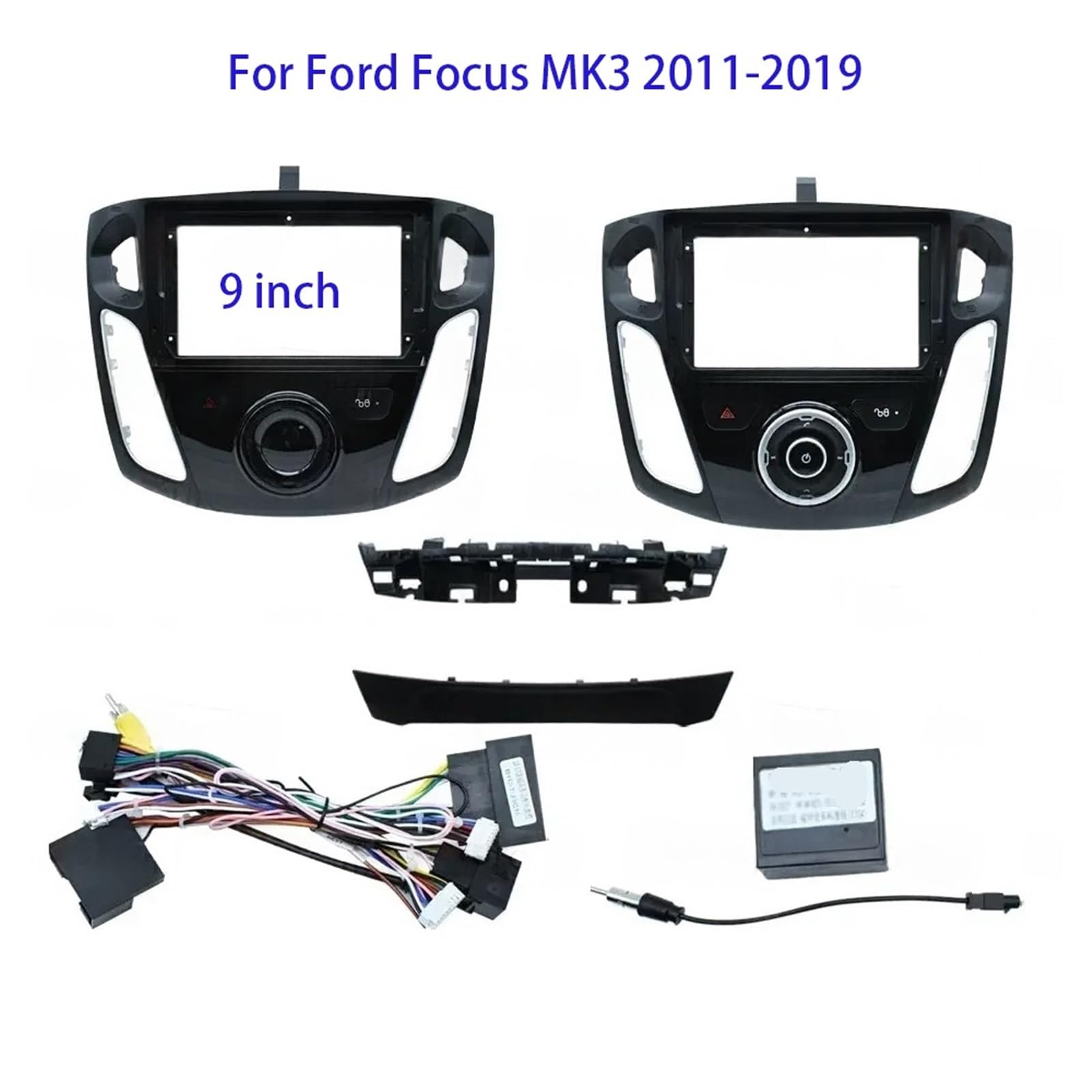 Samochodowe ramki montażowe Pasuje do Forda Focusa MK3 2011-2019, 9-calowa rama radia samochodowego 2DIN z panelem stereo