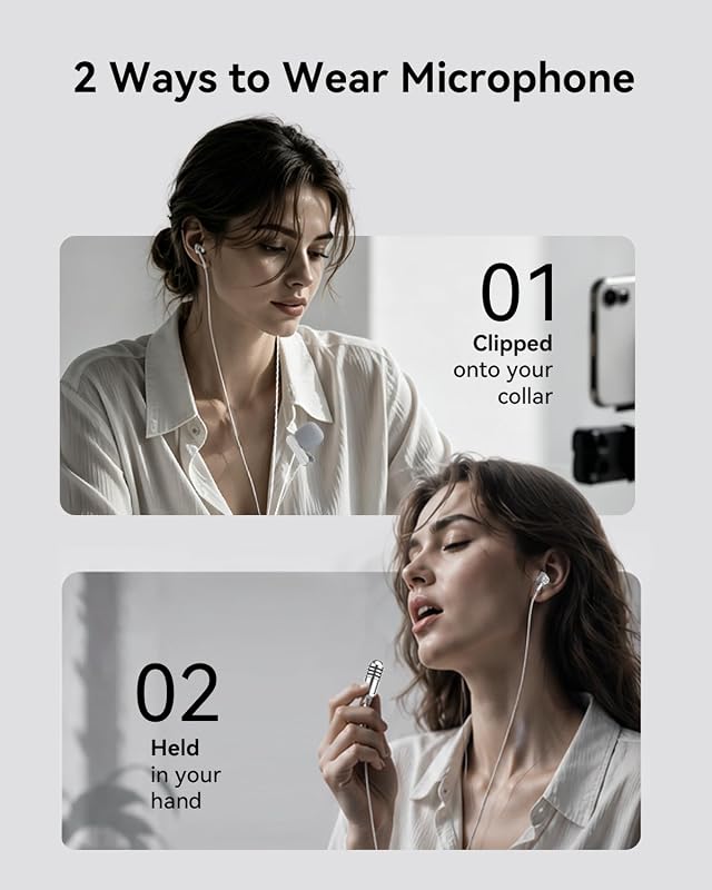 PUREMIC Wired Earphones with Microphone, Wired Bluetooth Earphones in Ear Headphones HiFi Stereo, USB C Headphones for Livestreaming, Singing, Vocal Recording, Listening, Gaming, White, 1Pair image 5