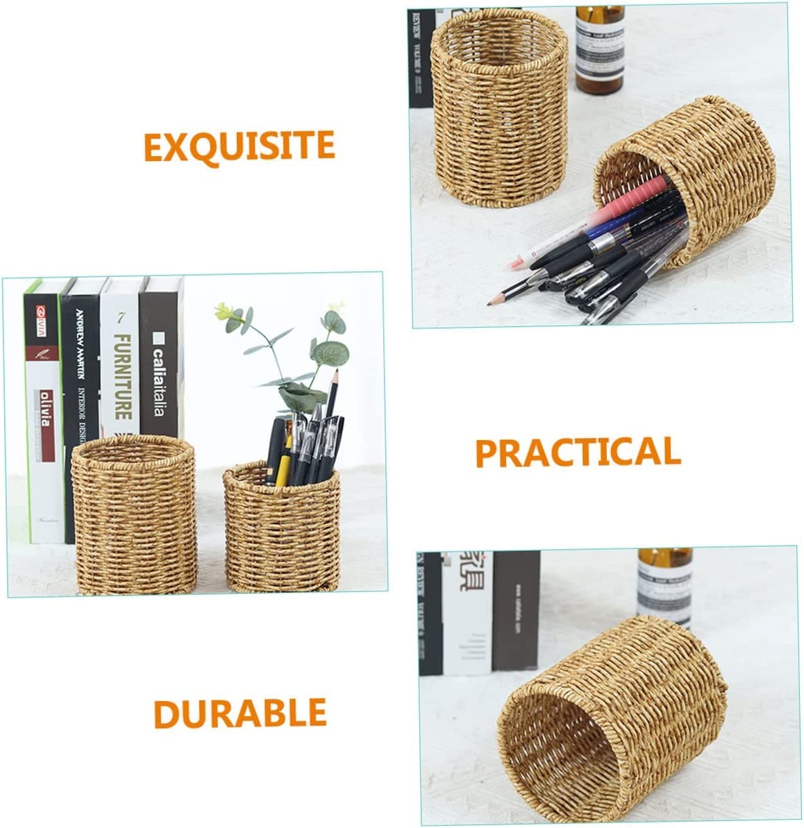 Porte-stylo Pot à crayons Fournitures de bureau Organisateur de stockage Conteneur 4pcs Porte-stylo Rond Bureau Table Pot Art Maquillage Pinceau Pot Stylo Tasse Bureau Stylo Organisateur Trousse Litté