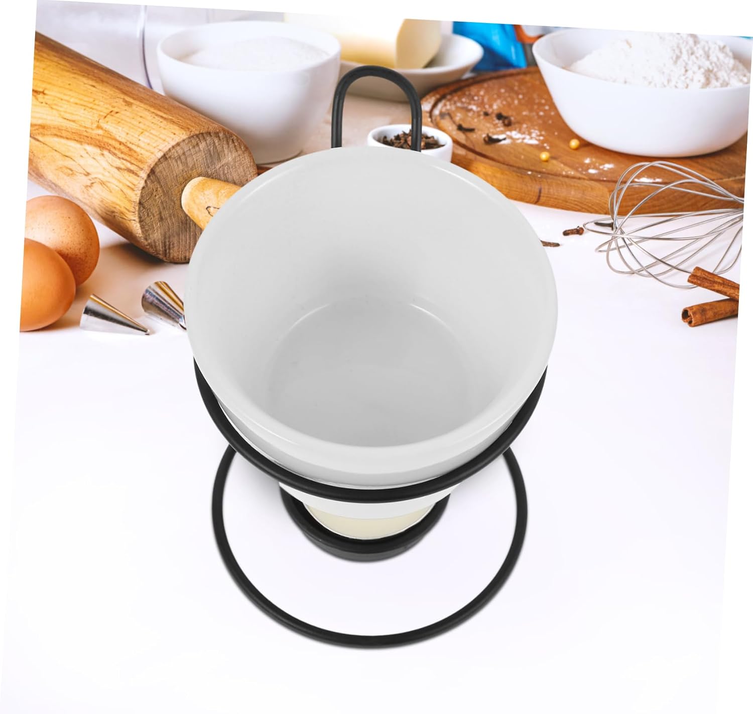 2sets Ceramic Butter Warmer Pot for Cheese Fondue Chocolate Multifunctional Pot