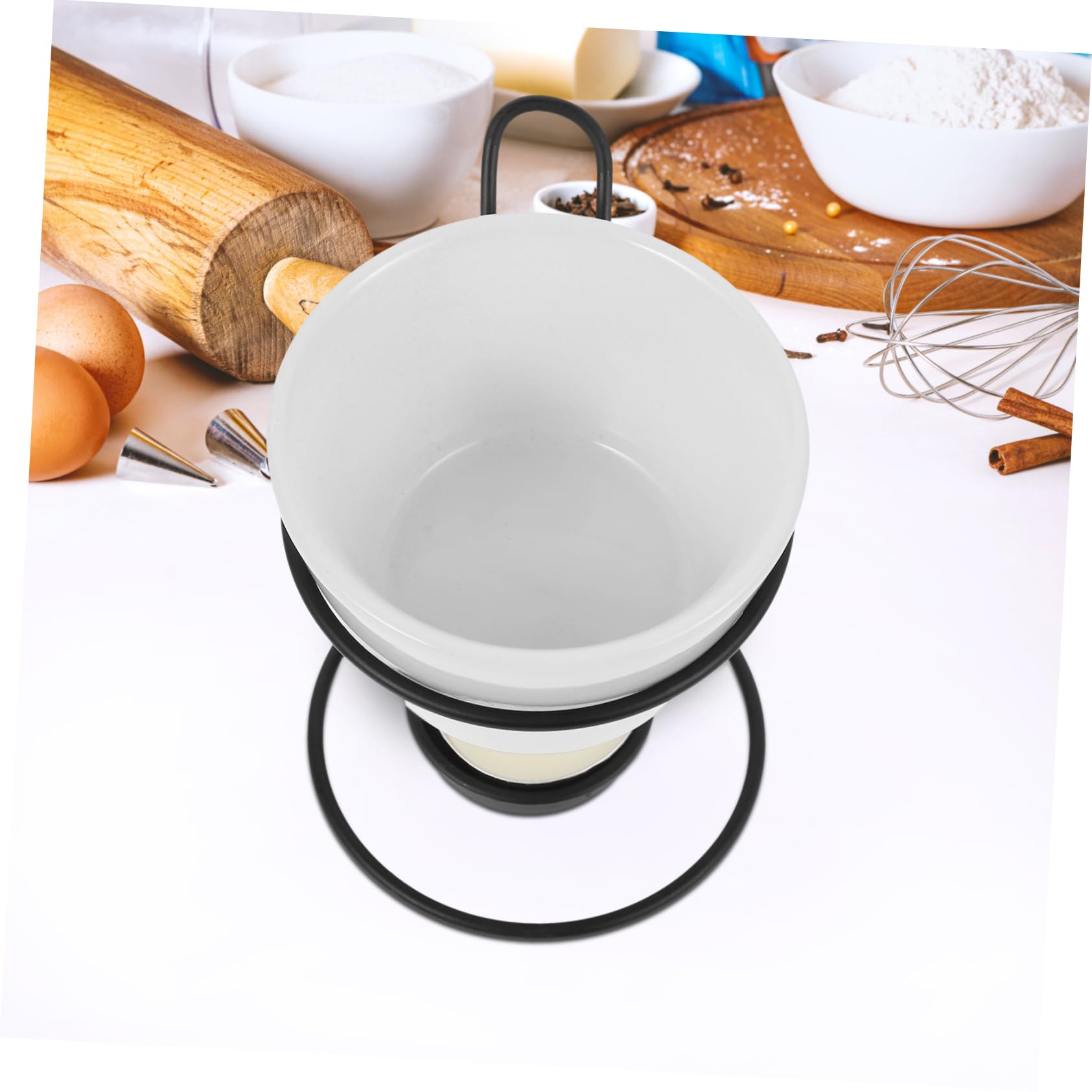 OFFSCH 2sets Ceramic Fondue Pot Set Melting Pot for Cheese Chocolate and Butter Versatile Kitchen Accessory Rack for Home Office and Outdoor Use