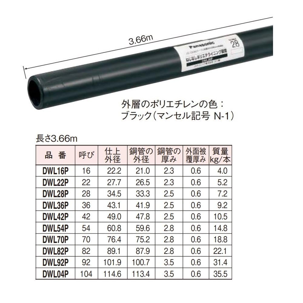 Amazon | パナソニック(Panasonic) ねじなしポリエチライニング 鋼管L