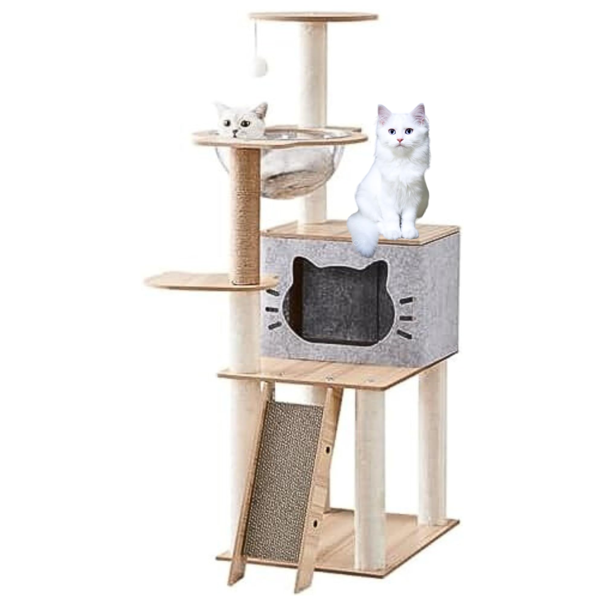 Cat Tree, cat tower - 360° Transparent Capsule with scratching board for cats, For kitten and Cats, Multi-Level Cat House - cat house indoor fun, Cat Tower with scratch post for cats - cat scratcher