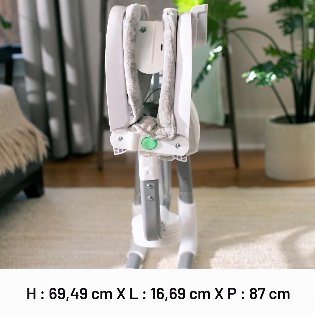 Ingenuity, Anyway Sway Balancelle Portable et Pliable pour Bébé à 5 Vitesses et Multi-Directions avec Vibrations, Sons de la Nature, 0-9 Mois 2,7-9 kg (Ray)