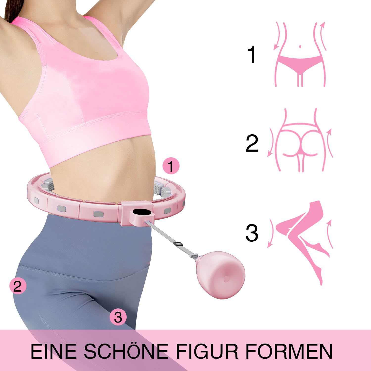 Hula Hoop Reifen Erwachsene, Hula Hoop mit Gewicht Kugel, Hoola Hoop zum Abnehmen, Hula Hoop Leise XXL 128CM, Hullahub Reifen, 18 Knoten, Einstellbar und Abnehmbar, Fitness Hula Hoop Reifen