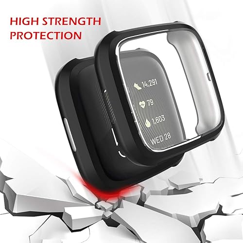 Miniatura 4 de Paquete de 3 protectores de pantalla compatibles con Fitbit Versa 2, GHIJKL, ultrafino, suave, TPU, funda protectora completa contra golpes para