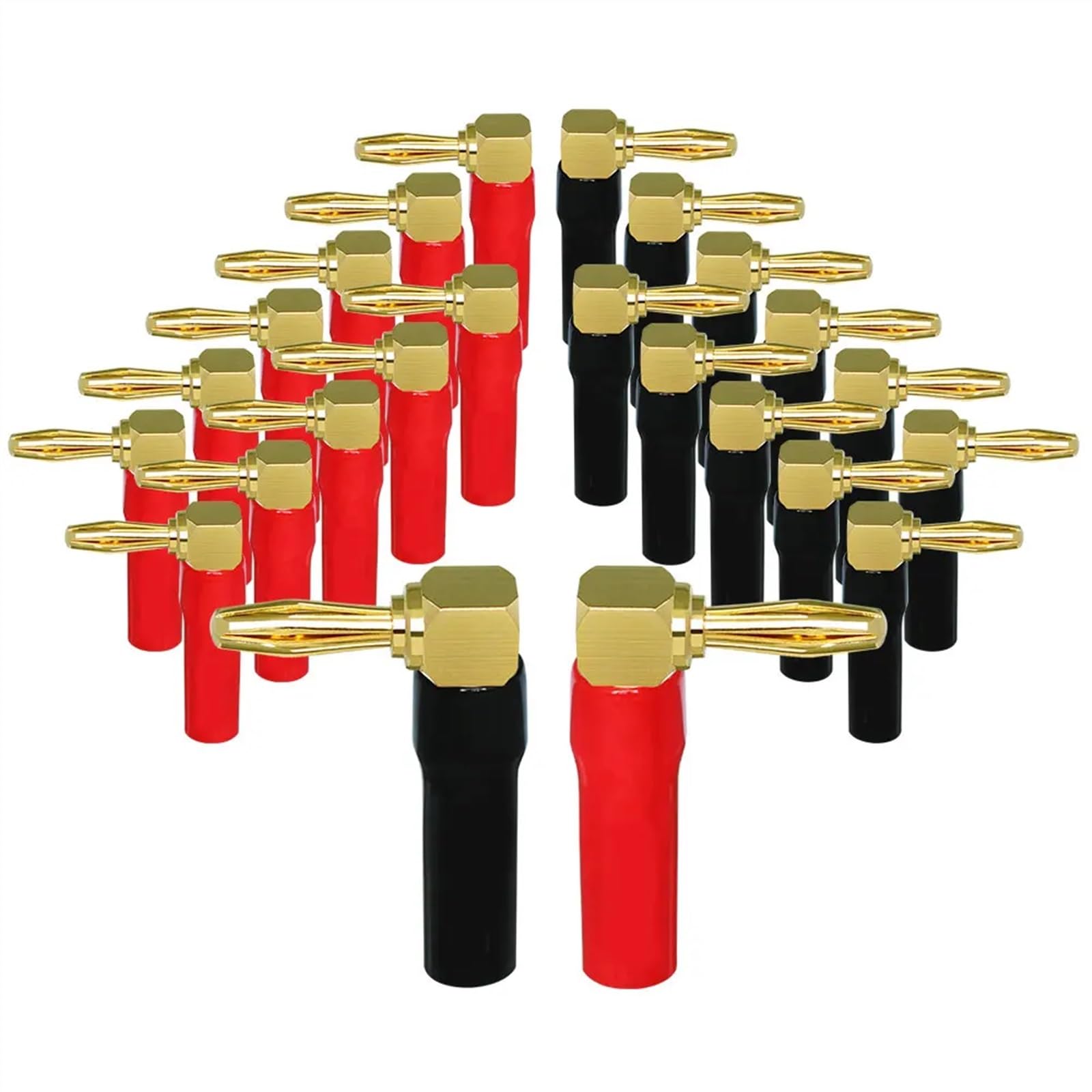 4 pièces/Ensemble fiche Banane 4mm 24k plaqué Or Haut-Parleur câble Fil fiche Banane connecteur(2 Pcs,Elastic Pin)